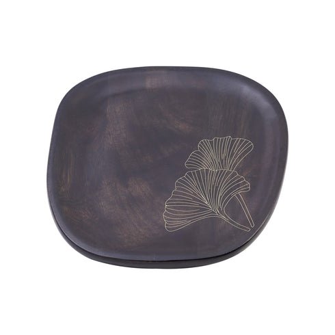 Handmade Wood and Brass Serving Platter